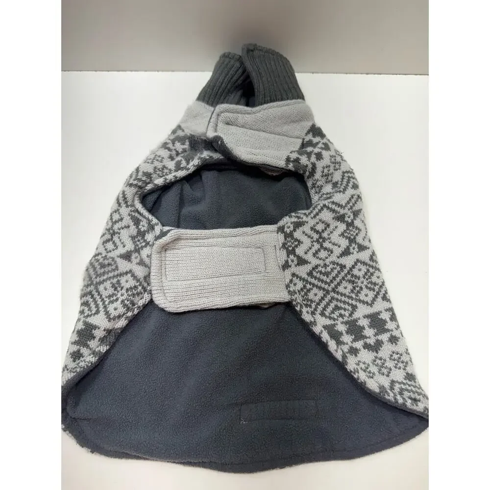 Eddie Bauer Gray White Geometric Pattern XL Dog Sweater 11X18 Cozy Cabin Core
